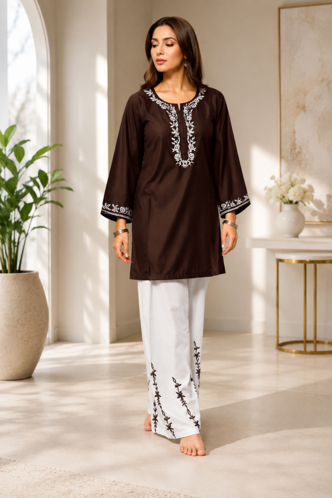 Elegant Embroidered Cotton Suit