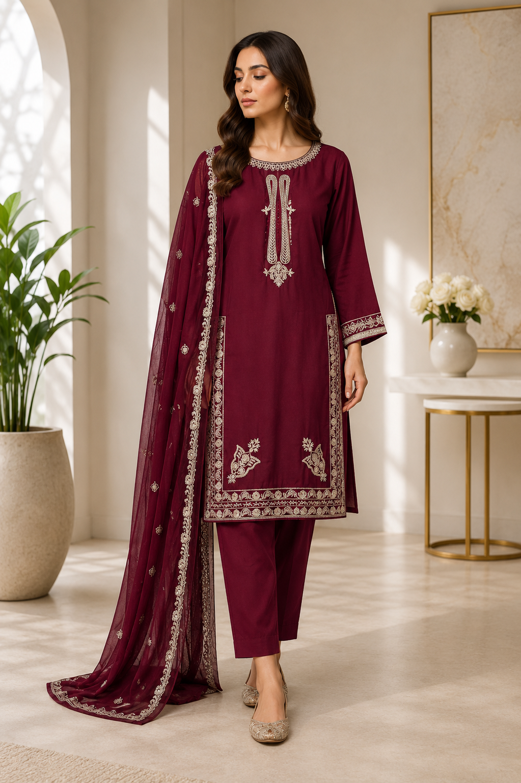 Mahveen Embroidered Suit - Image 2