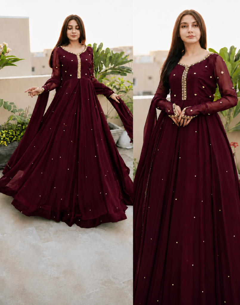 Embellished Chiffon Maxi 3-Piece Suit