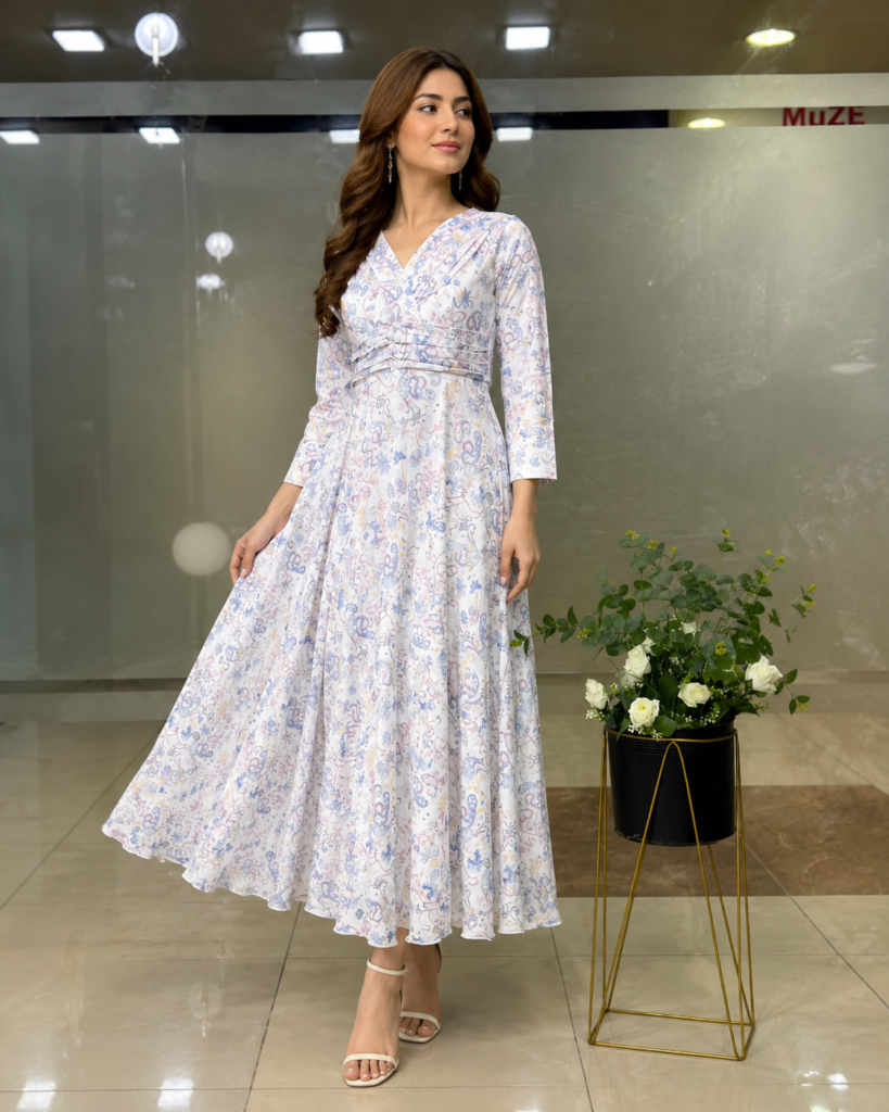 beautiful flroal printed long maxi