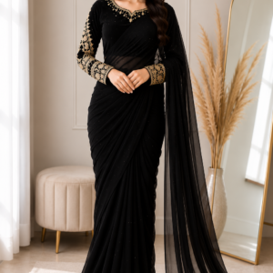 Royal Pearl Pleated Chiffon Saree