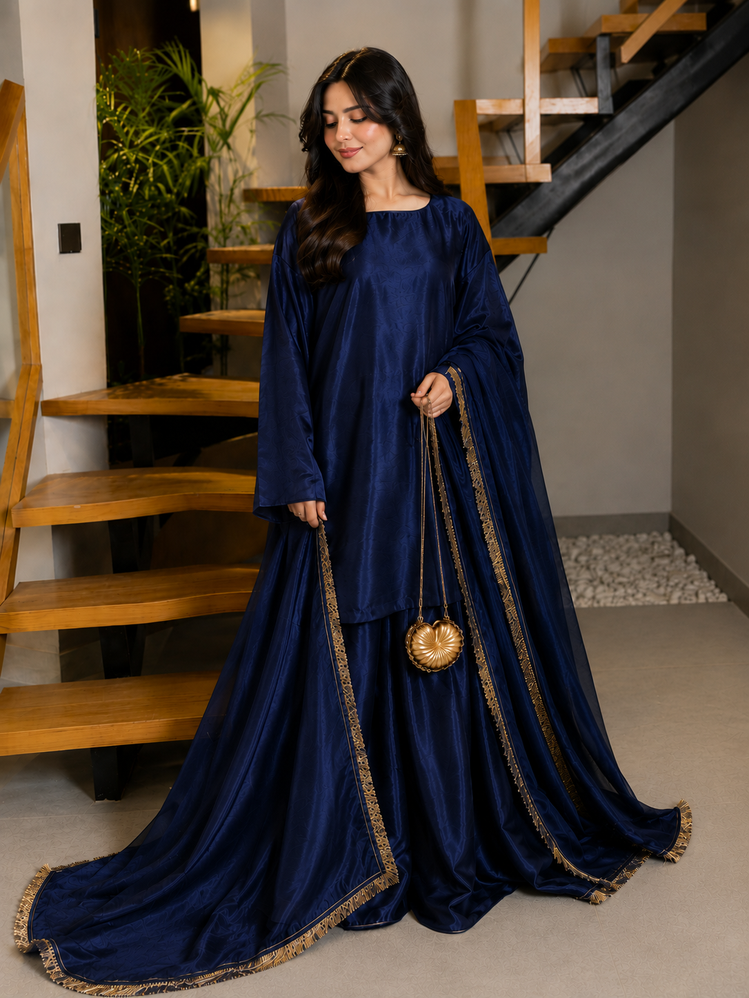 Elegant China Silk Sharara Dress - Image 5