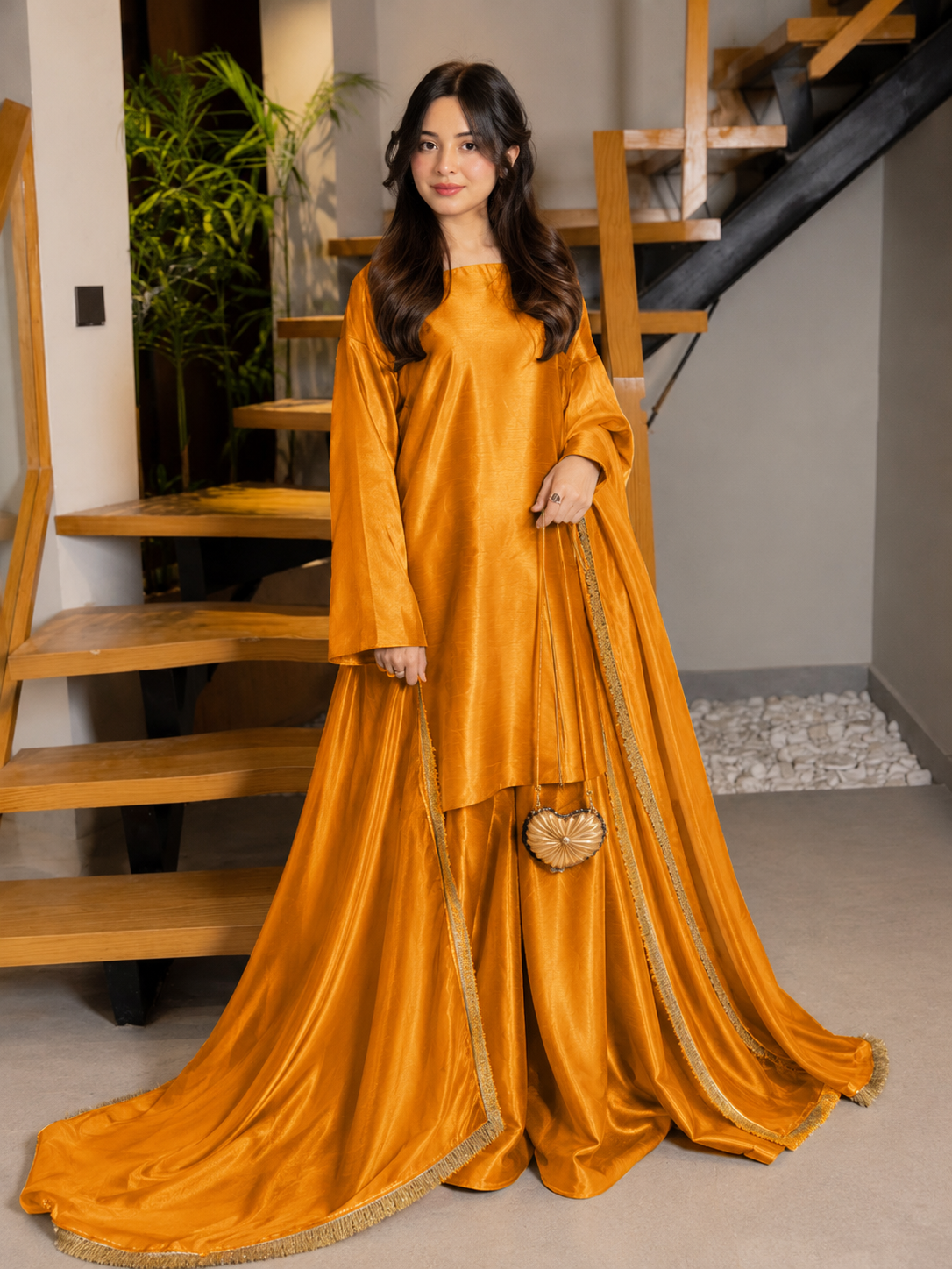 Elegant China Silk Sharara Dress - Image 4