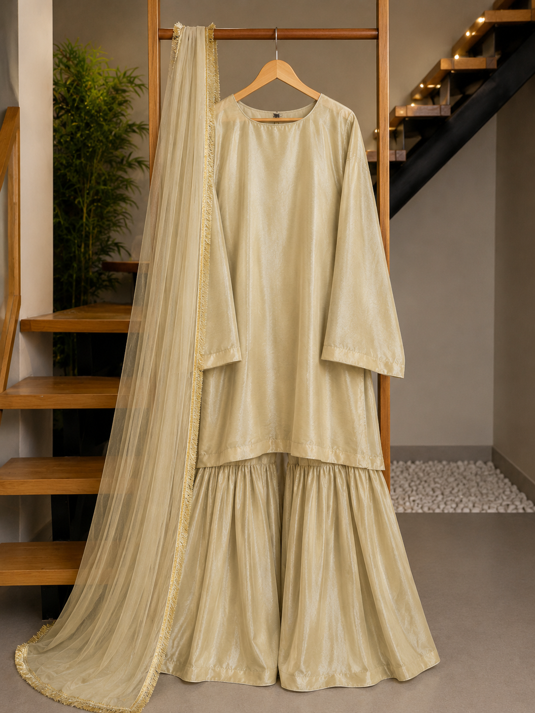 Elegant China Silk Sharara Dress - Image 8