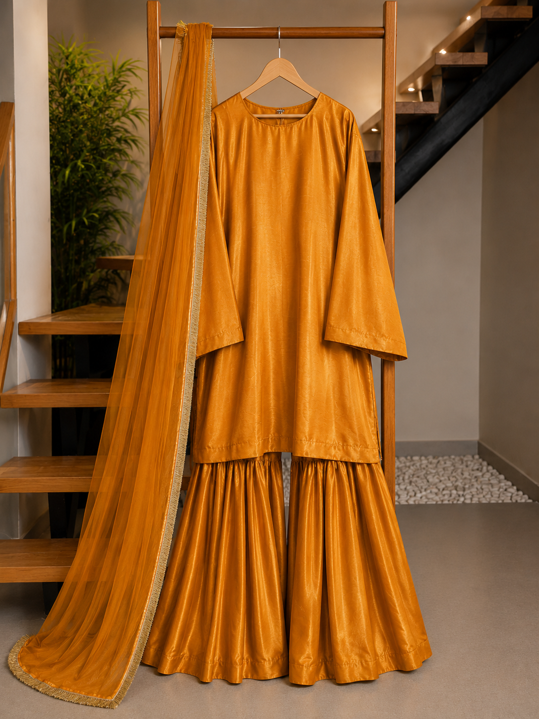 Elegant China Silk Sharara Dress - Image 11