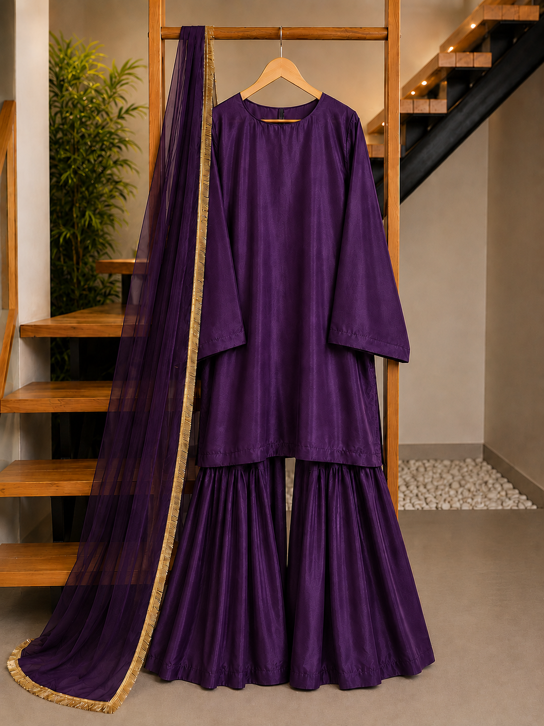 Elegant China Silk Sharara Dress - Image 10