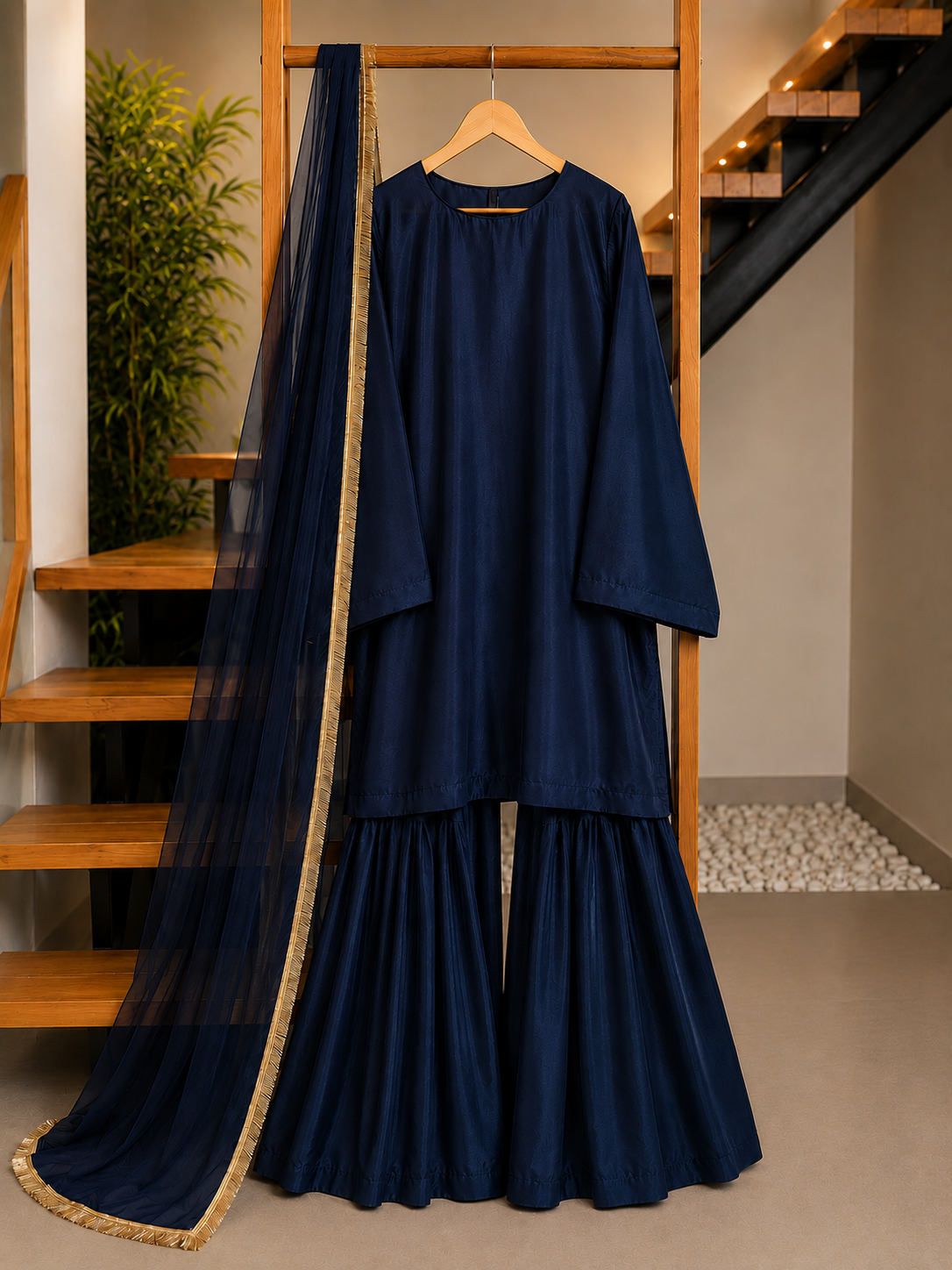 Elegant China Silk Sharara Dress - Image 13
