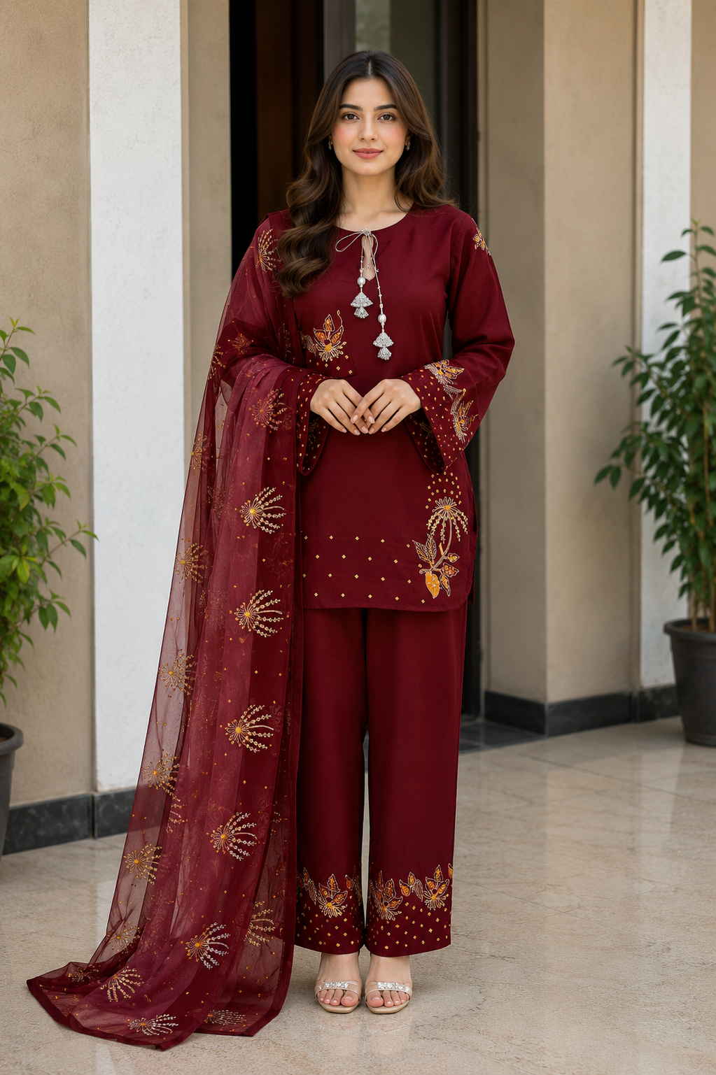 Embroidered Raw Silk Suit - Image 2