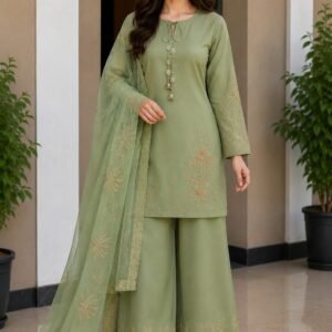 Embroidered Raw Silk Suit