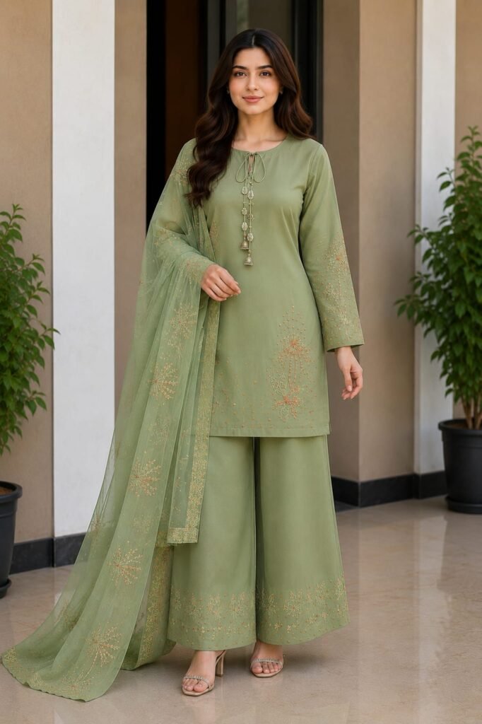 Embroidered Raw Silk Suit