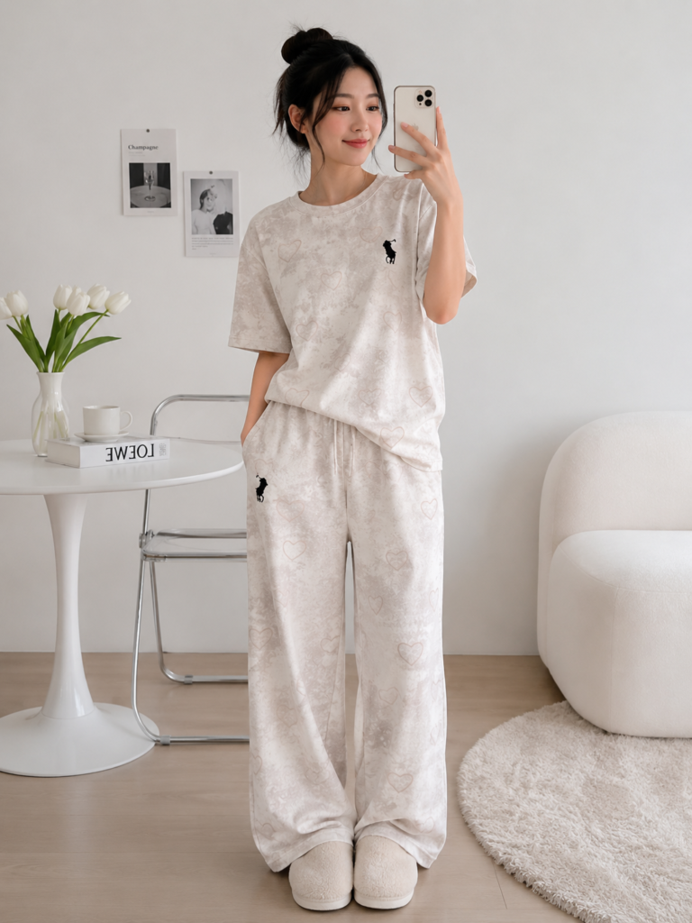 Heart Textured Horse Logo Tracksuit