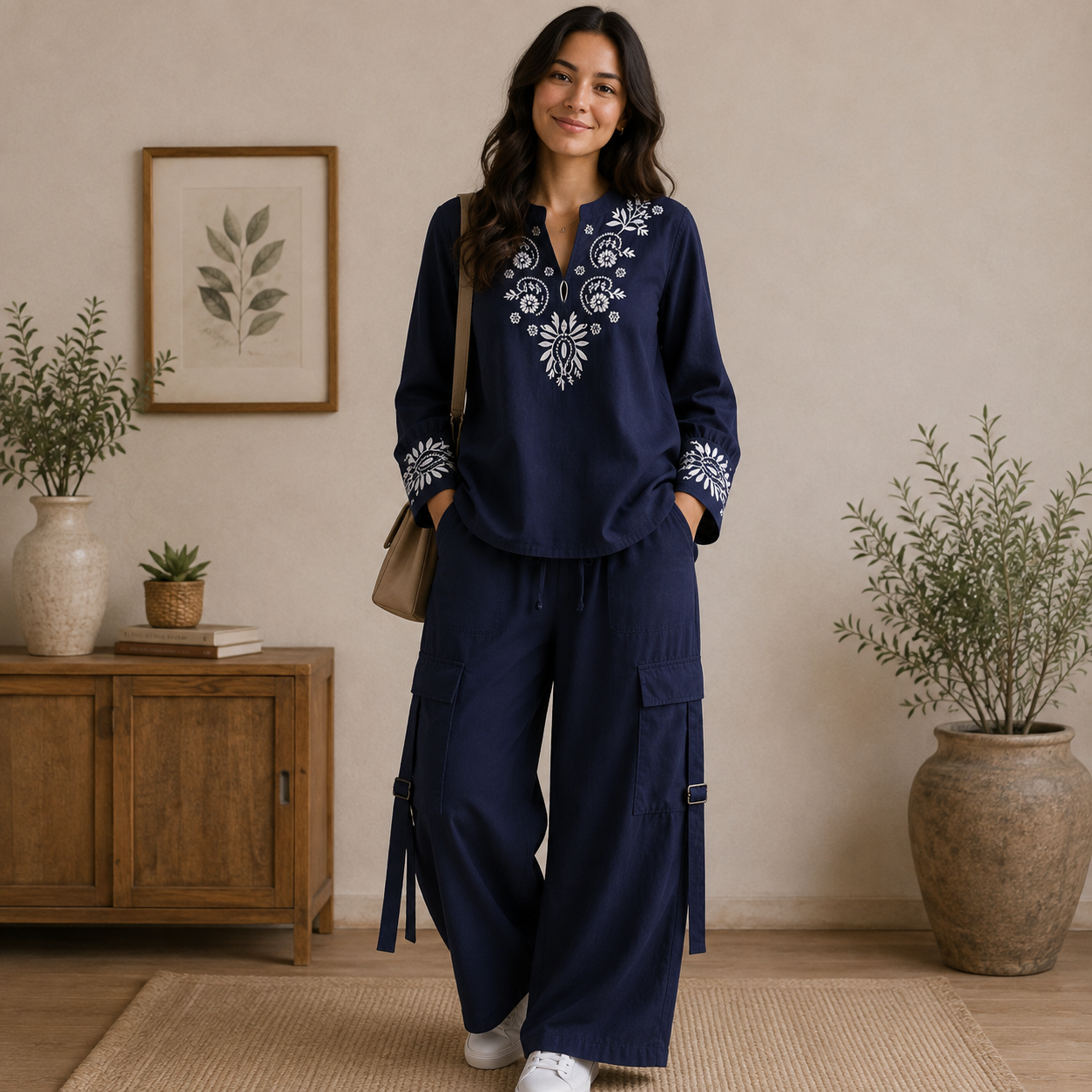 Embroidered Cotton Co-Ord Set - Image 4
