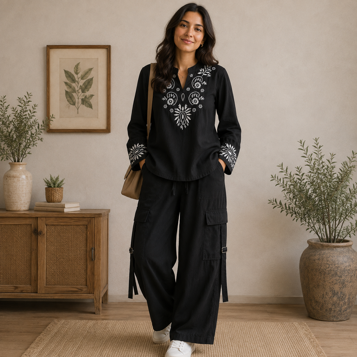 Embroidered Cotton Co-Ord Set - Image 2