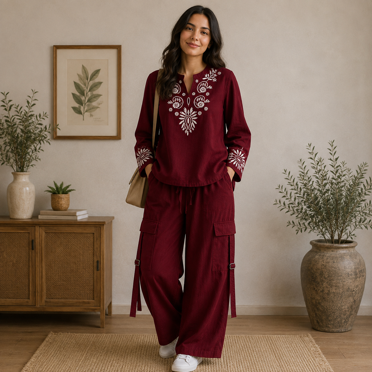 Embroidered Cotton Co-Ord Set - Image 3