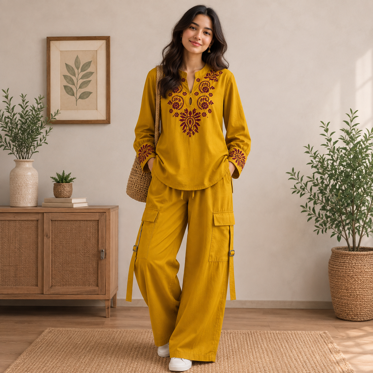 Embroidered Cotton Co-Ord Set