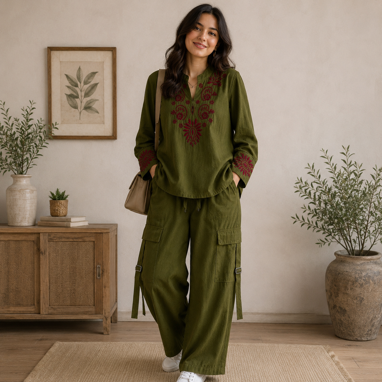 Embroidered Cotton Co-Ord Set - Image 5