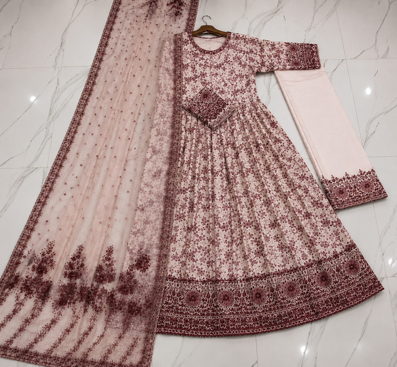 Digital Printed Bana Dora Maxi 3-Piece Suit with Monar Dupatta - Image 5