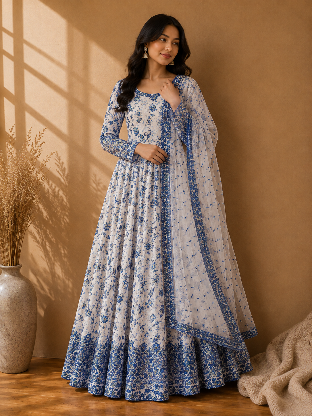 Digital Printed Bana Dora Maxi 3-Piece Suit with Monar Dupatta - Image 2