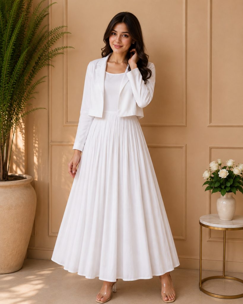 Elegant White Cotton Maxi