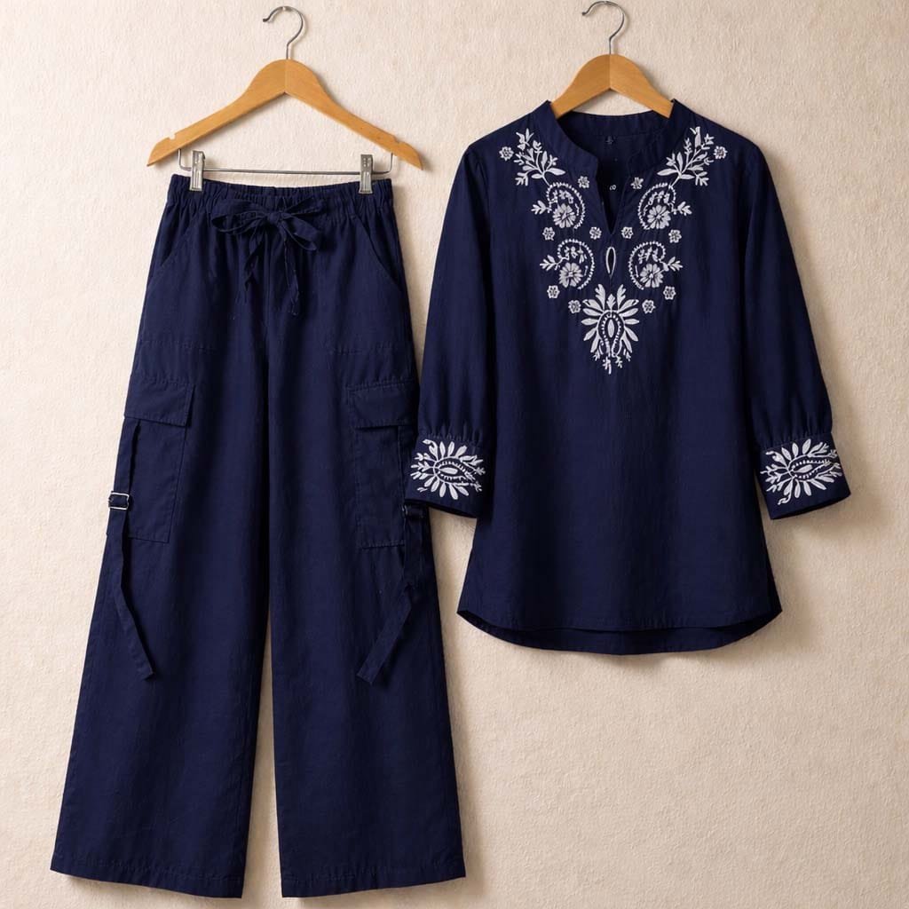 Embroidered Cotton Co-Ord Set - Image 7