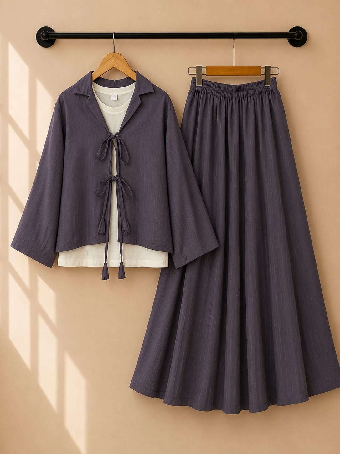 Premium Georgette Bow-Tie Co-Ord Set with Flared Maxi Skirt - Image 8