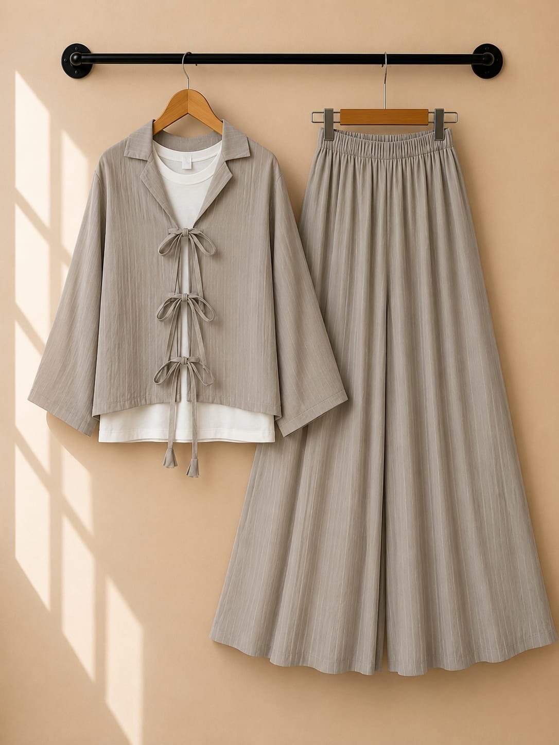 Premium Georgette Bow-Tie Co-Ord Set with Flared Maxi Skirt - Image 7