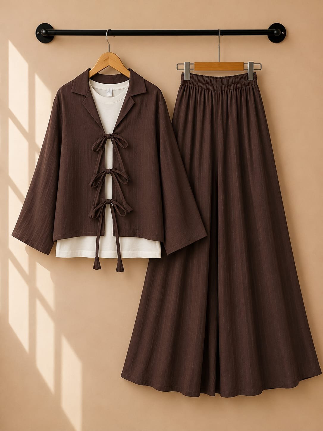 Premium Georgette Bow-Tie Co-Ord Set with Flared Maxi Skirt - Image 9